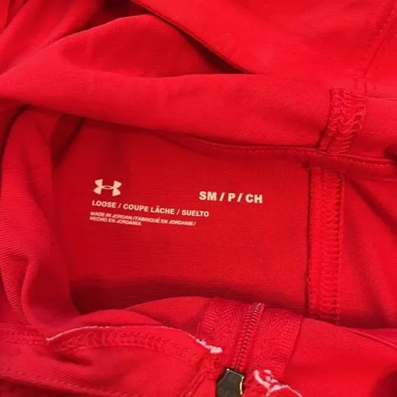 NWT Under Armour Women’s Small Red Loose Fit Hoodie Sweatshirt Athletic Top - Picture 5 of 5